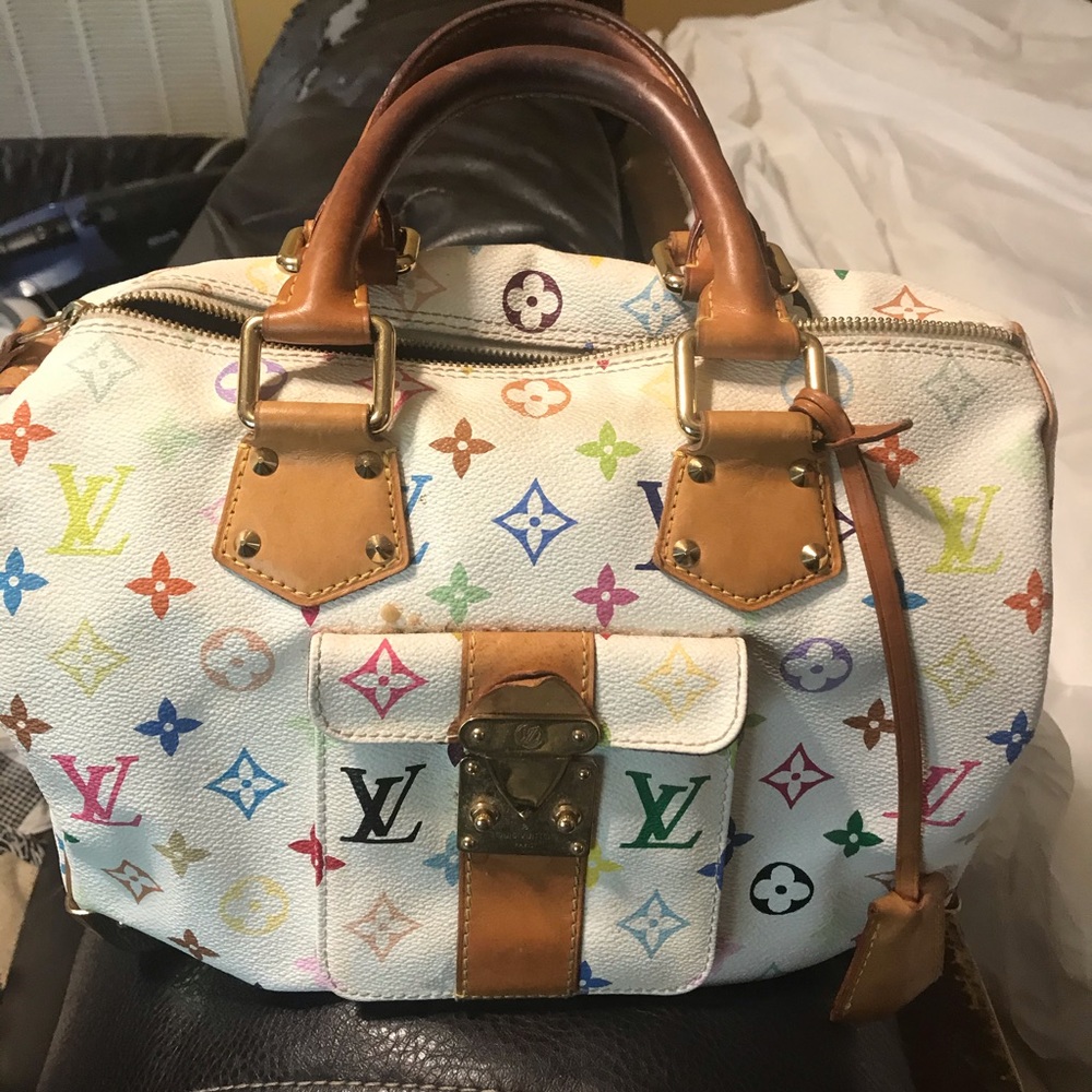 Authentic LV white multi speedy